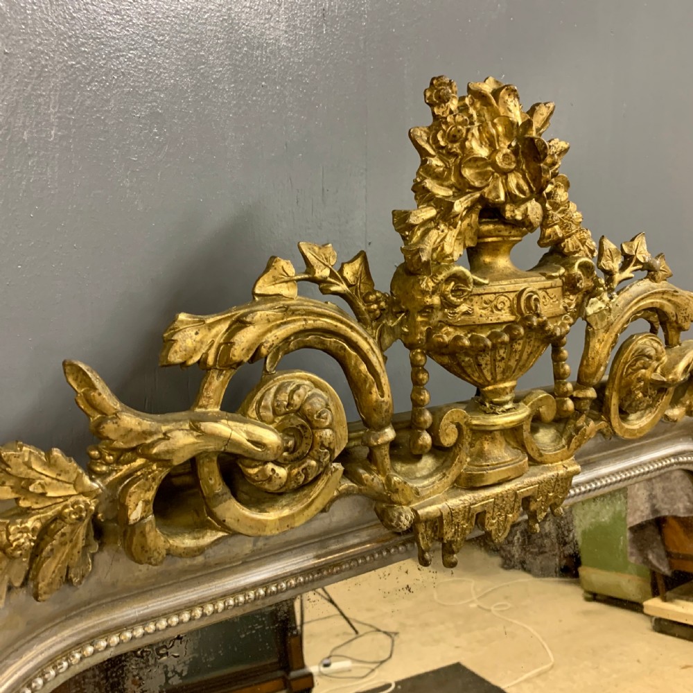 French c19th silver and gilt overmantle mirror View III