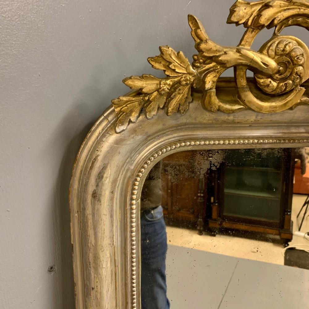 French c19th silver and gilt overmantle mirror View IV