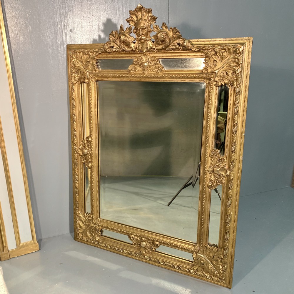 c19th French gilt margin frame mirror with bevelled glass