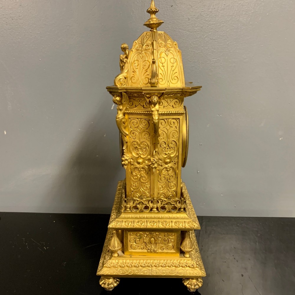 Gilt bronze mantle clock by Raingo Freres of Paris View III