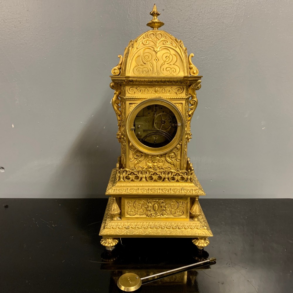 Gilt bronze mantle clock by Raingo Freres of Paris View IV