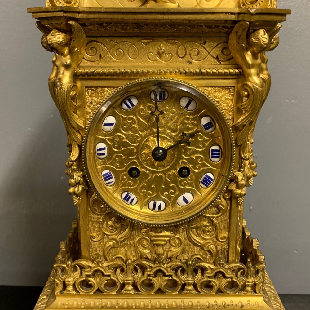 Gilt bronze mantle clock by Raingo Freres of Paris View V