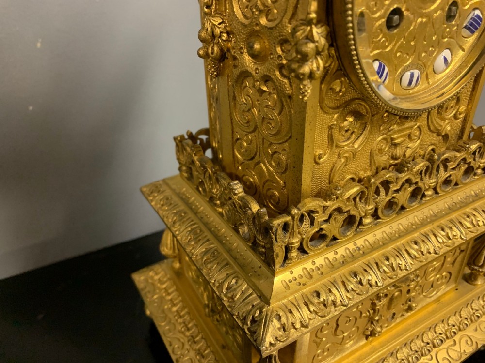 Gilt bronze mantle clock by Raingo Freres of Paris View XIII