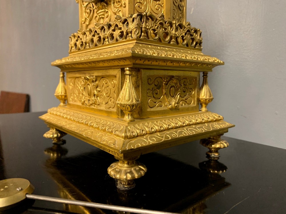 Gilt bronze mantle clock by Raingo Freres of Paris View XIV