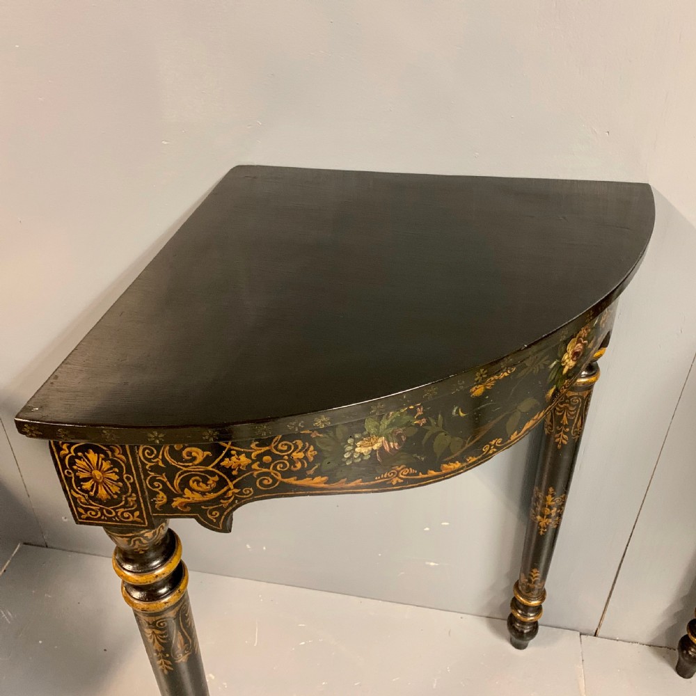 Pair of c19th continental painted corner console tables View V