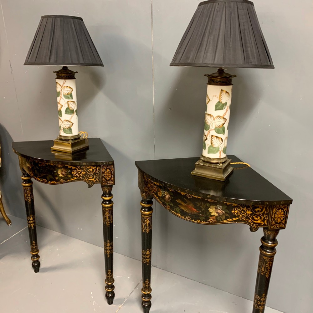 Pair of c19th continental painted corner console tables View VII