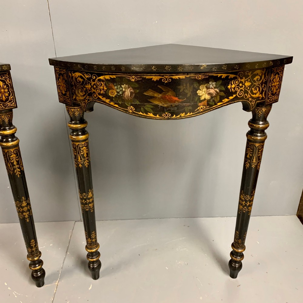Pair of c19th continental painted corner console tables View IX