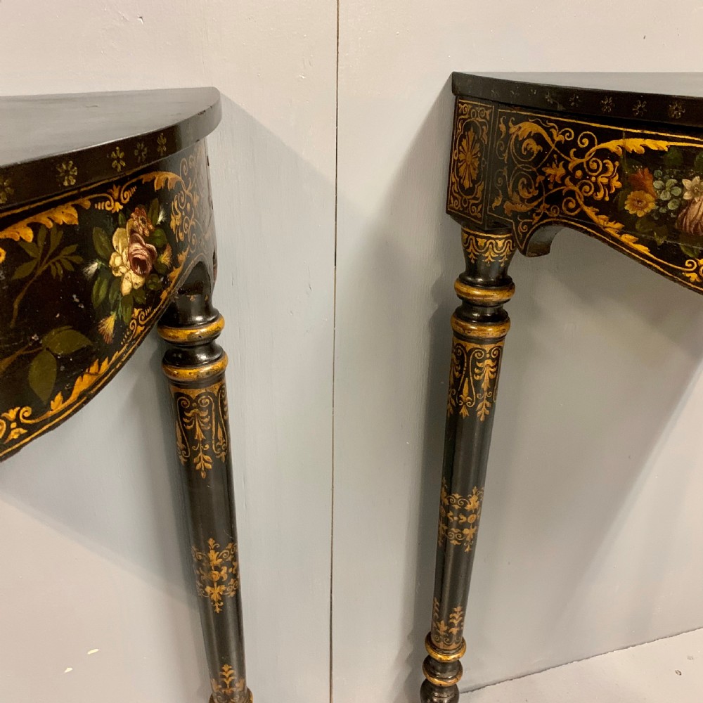 Pair of c19th continental painted corner console tables View XI