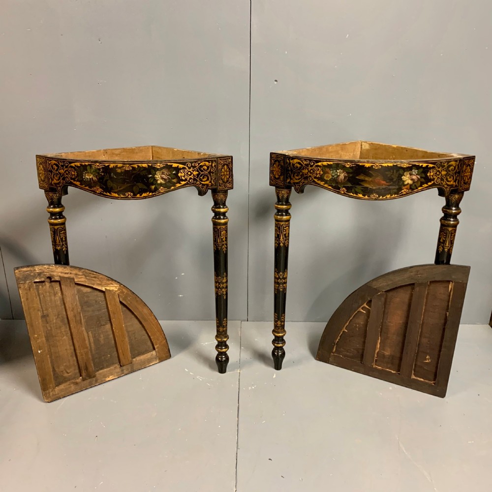 Pair of c19th continental painted corner console tables View XIII