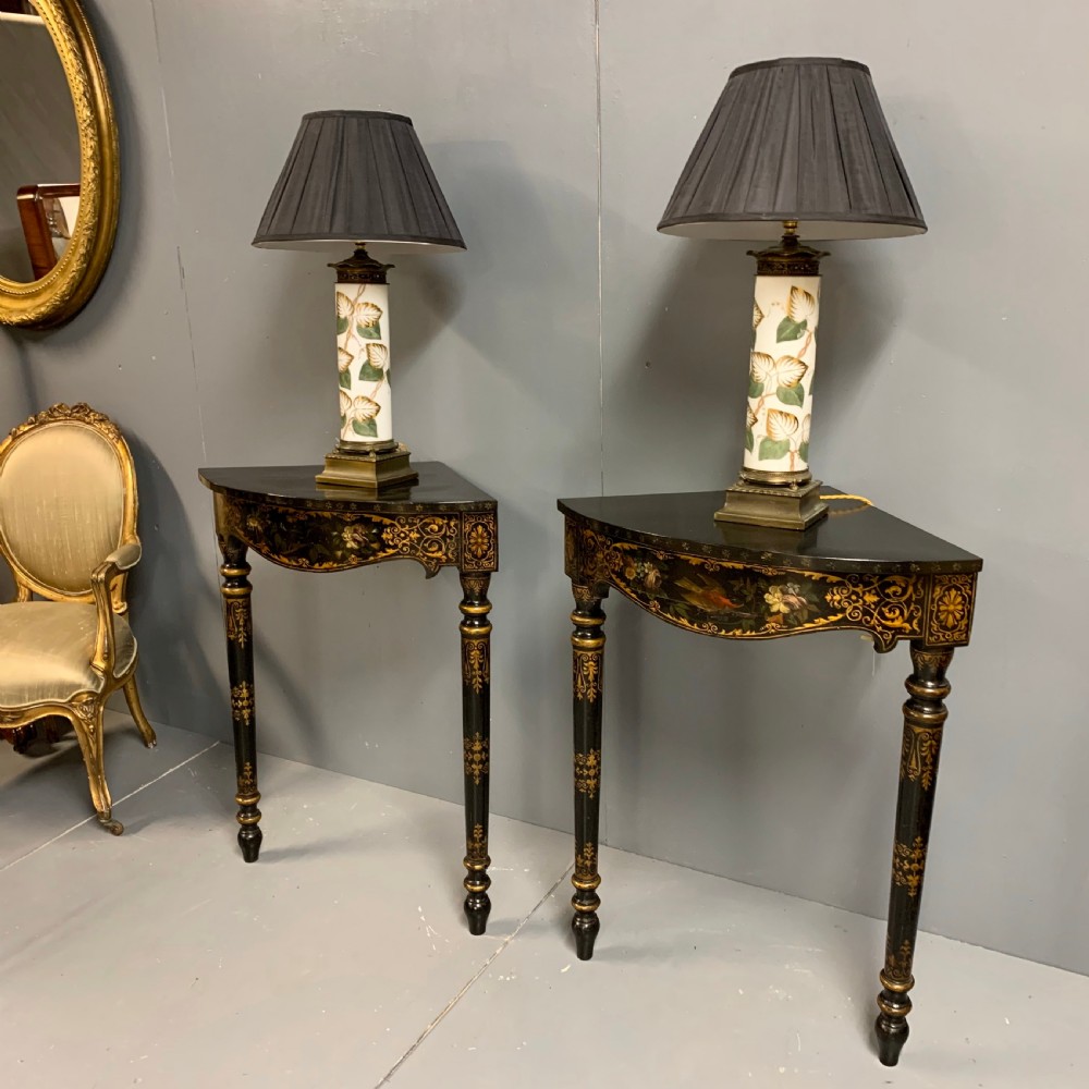 Pair of c19th continental painted corner console tables View XIV