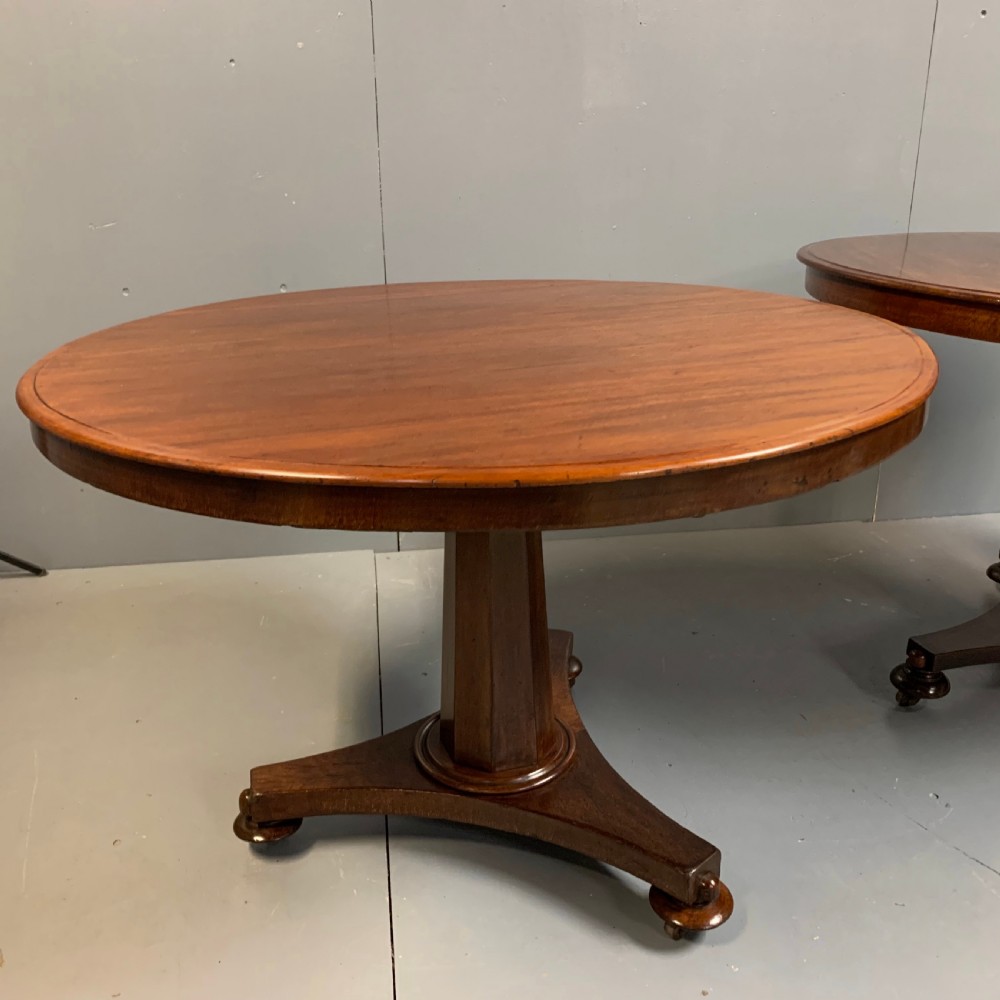 Matched pair of Regency tilt top tables 102cm diameter View V