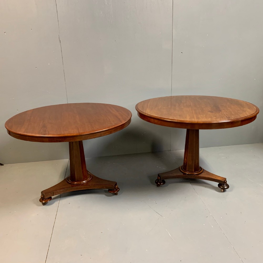 Matched pair of Regency tilt top tables 102cm diameter View VII