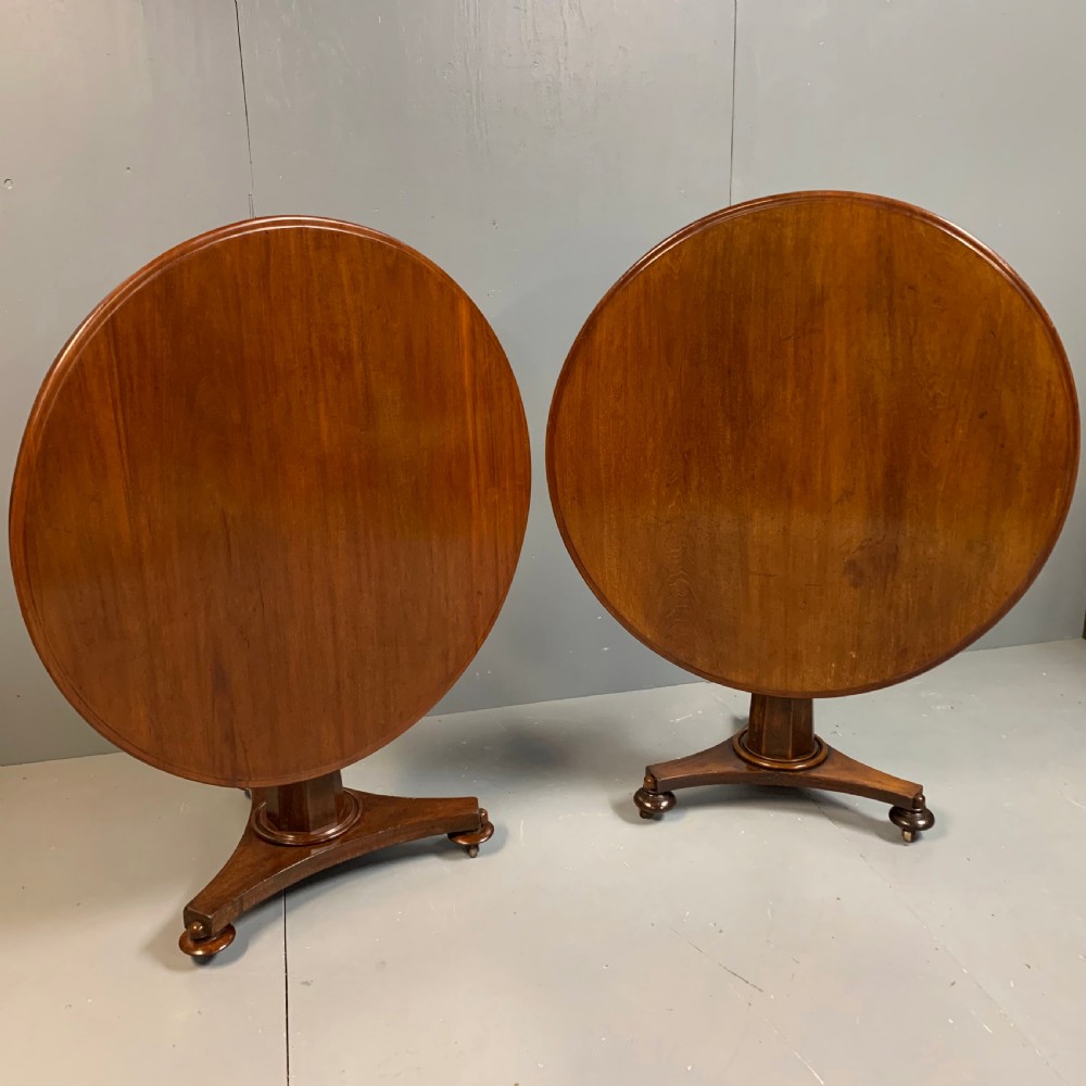Matched pair of Regency tilt top tables 102cm diameter View VIII