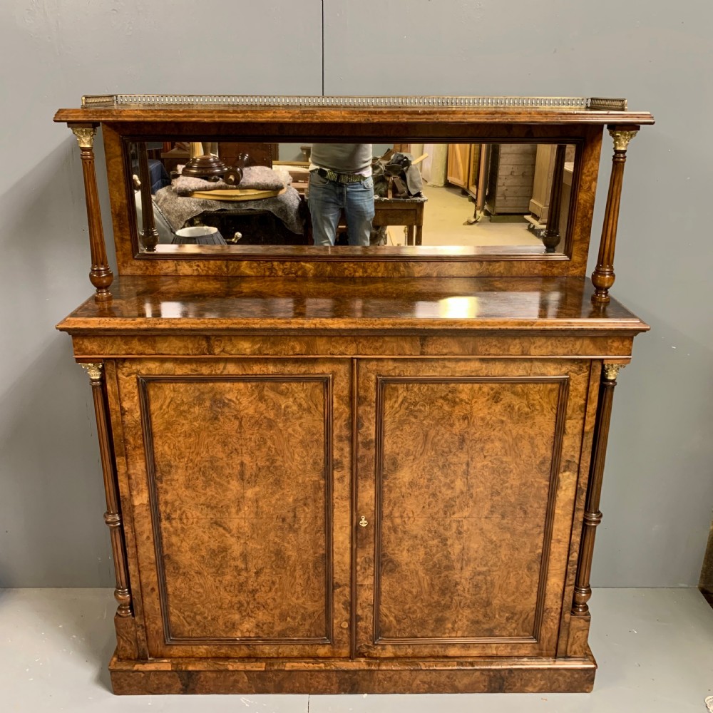 Very fine burr walnut two door cabinet with mirror back View III