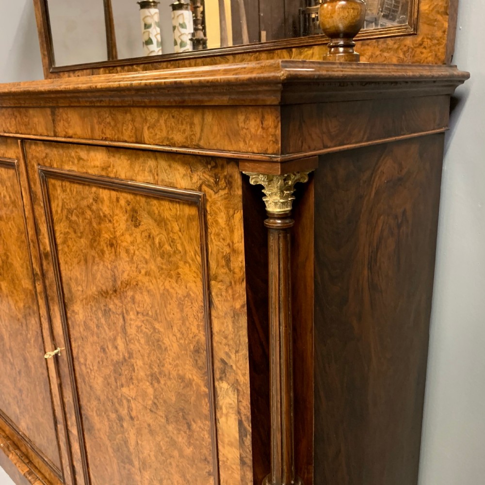 Very fine burr walnut two door cabinet with mirror back View VII