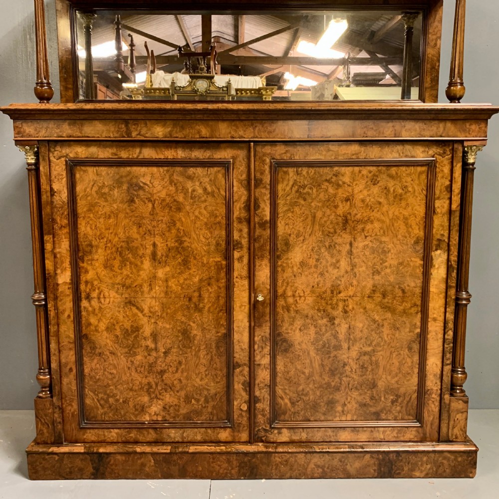 Very fine burr walnut two door cabinet with mirror back View VIII