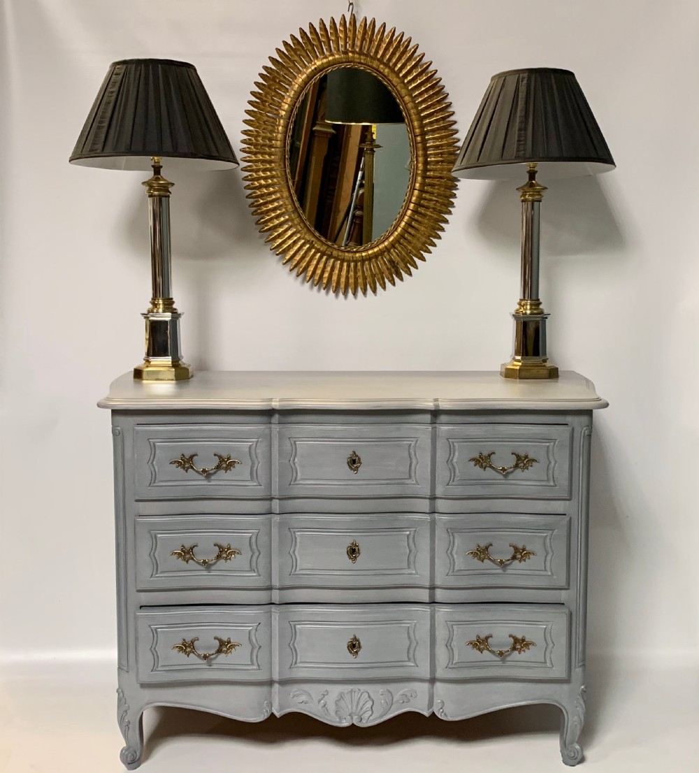 French painted serpentine commode chest  View II