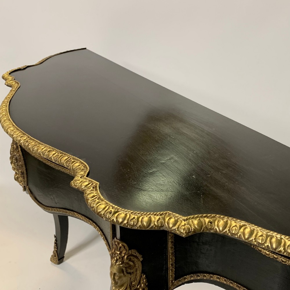 French black lacquered and brass mounted console table View III
