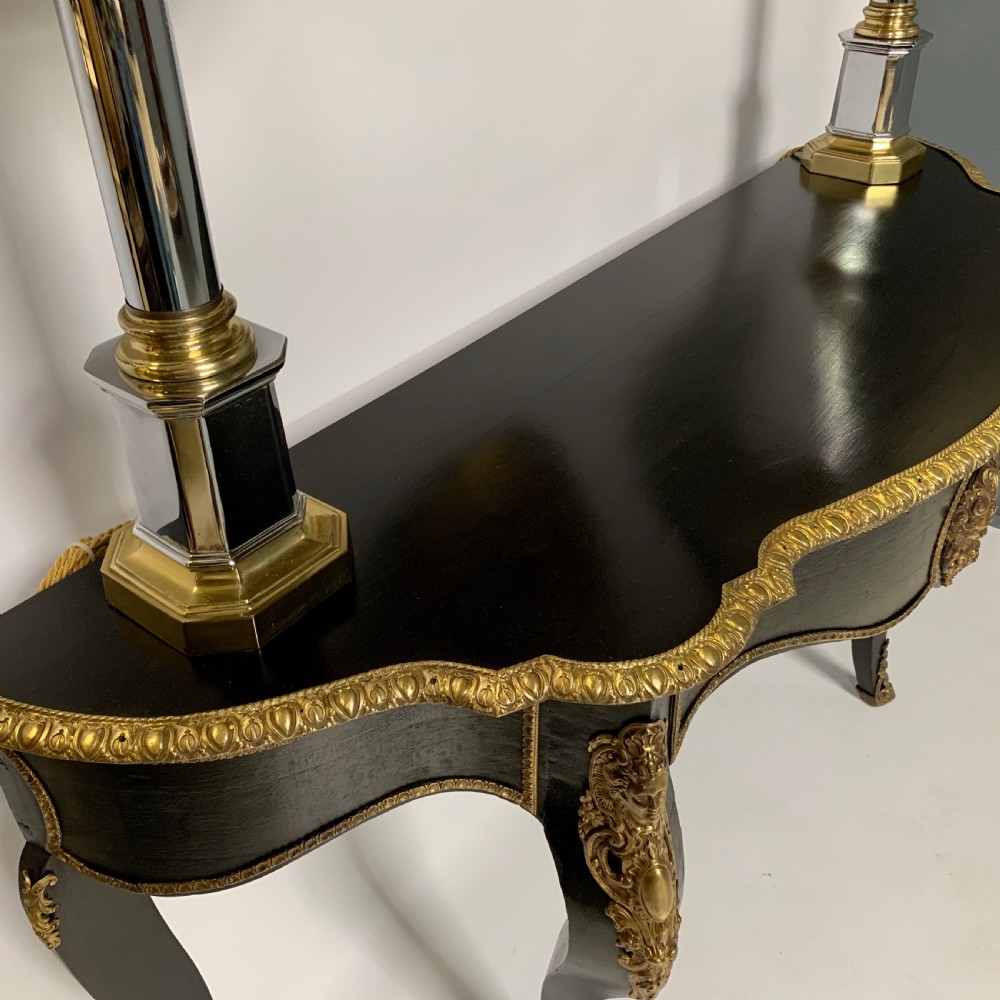 French black lacquered and brass mounted console table View IV