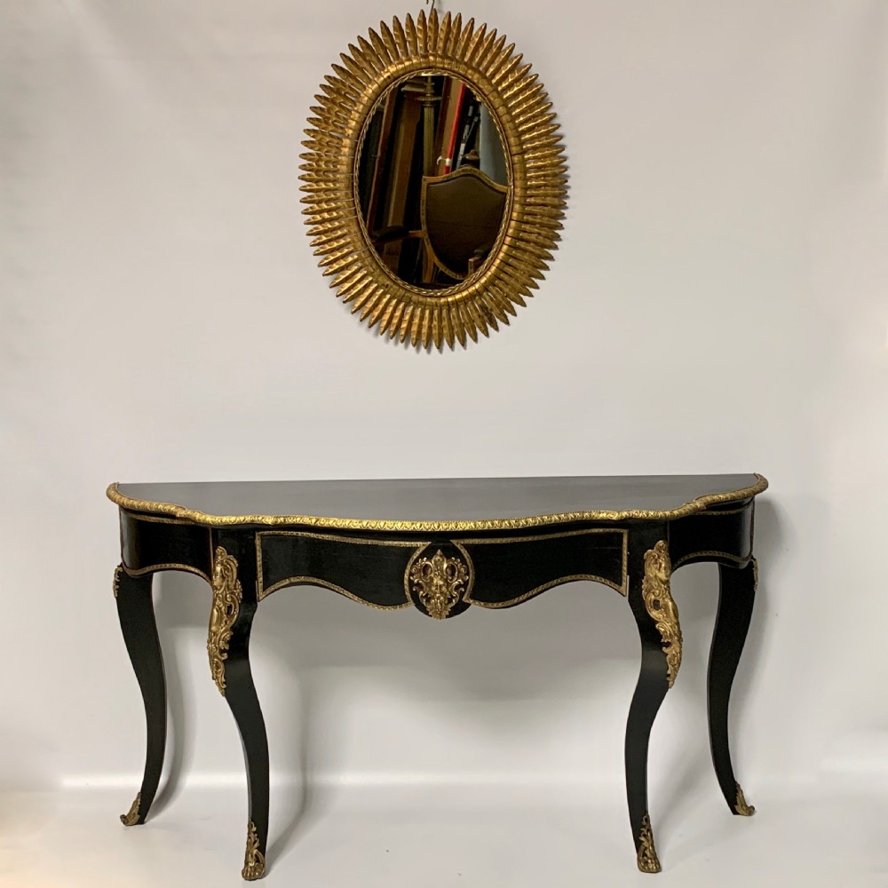 French black lacquered and brass mounted console table View V