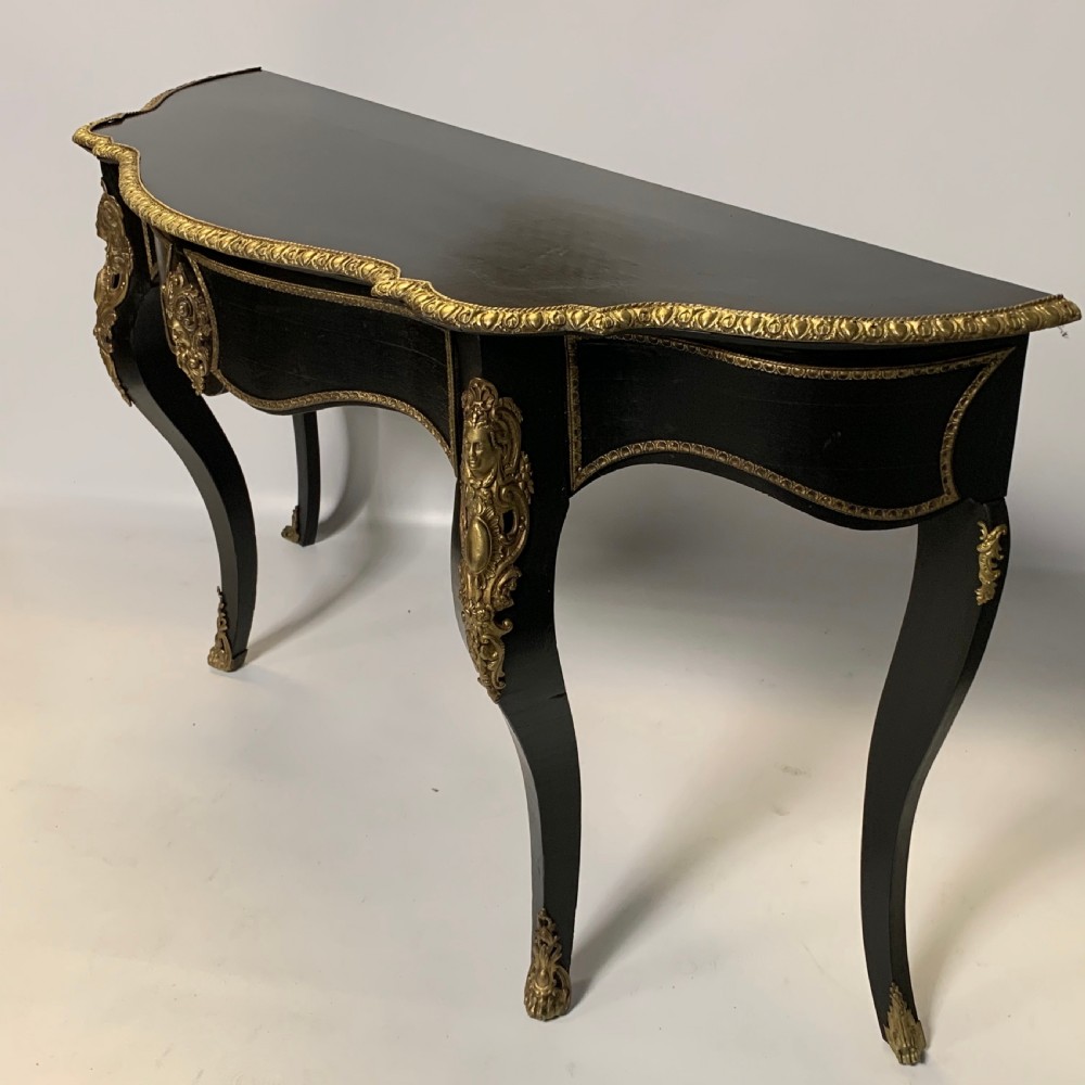 French black lacquered and brass mounted console table View VIII