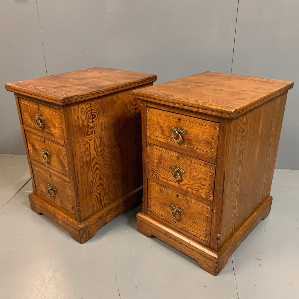 Pair of Victorian pitch pine bedside cabinets View III