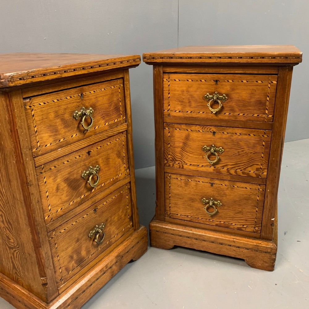 Pair of Victorian pitch pine bedside cabinets View IV