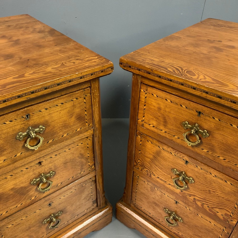 Pair of Victorian pitch pine bedside cabinets View V