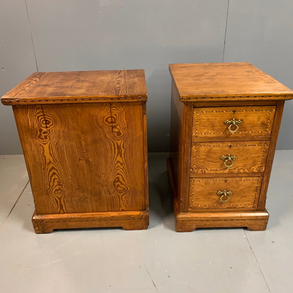 Pair of Victorian pitch pine bedside cabinets View X