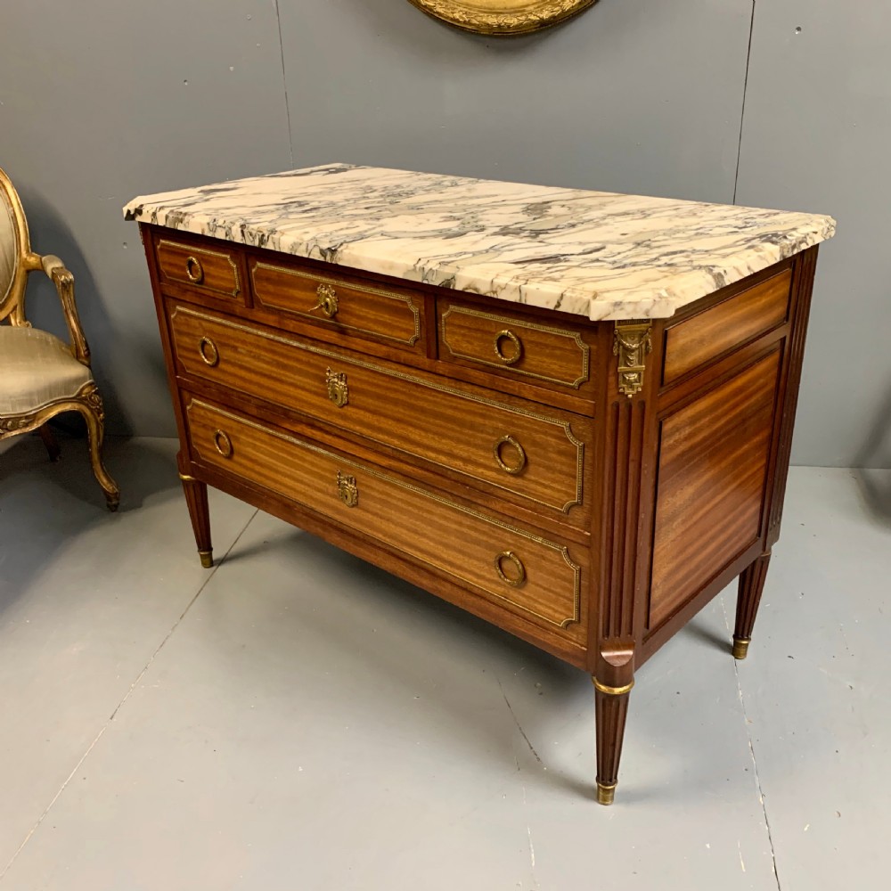 French mahogany and brass commode with marble top View IV