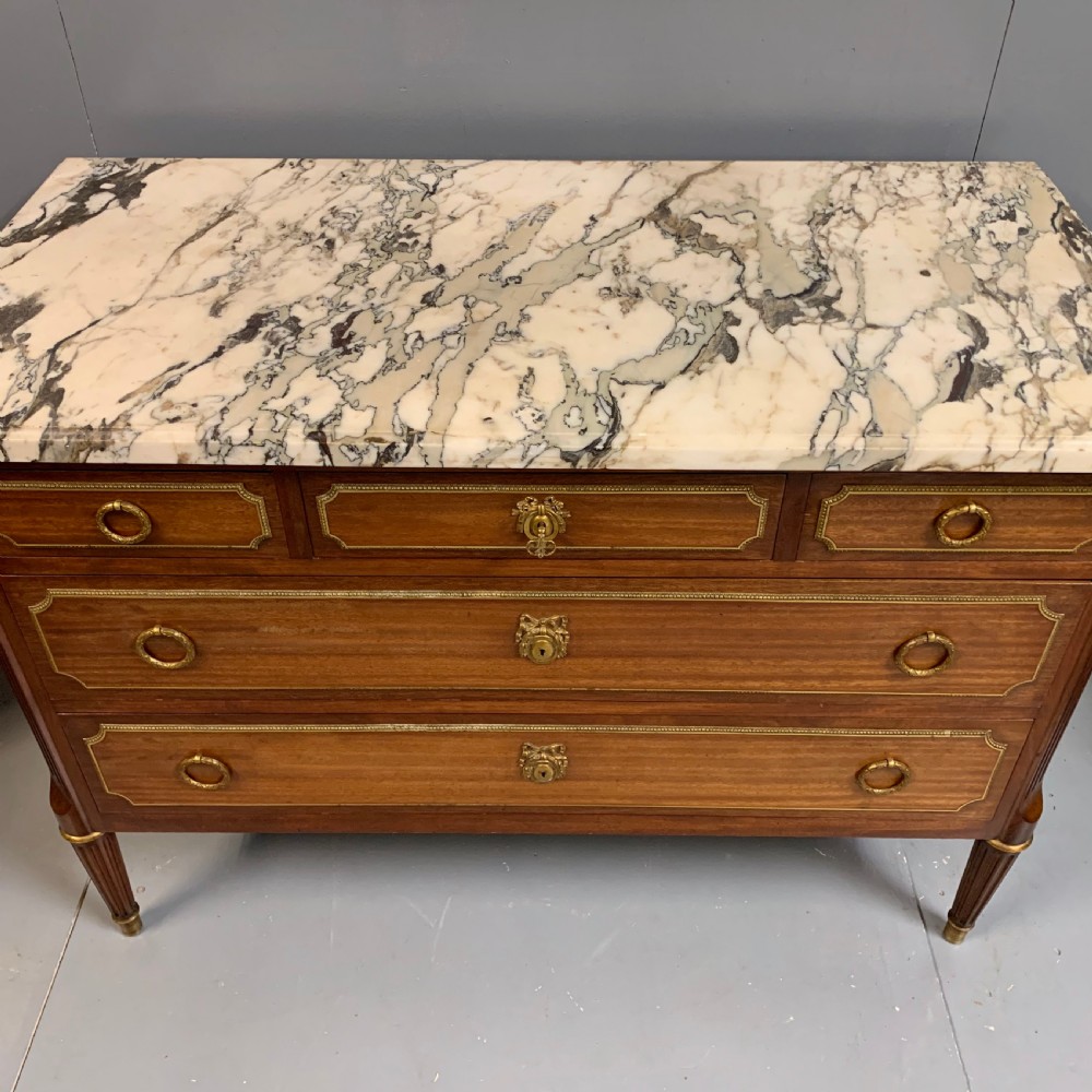 French mahogany and brass commode with marble top View VII