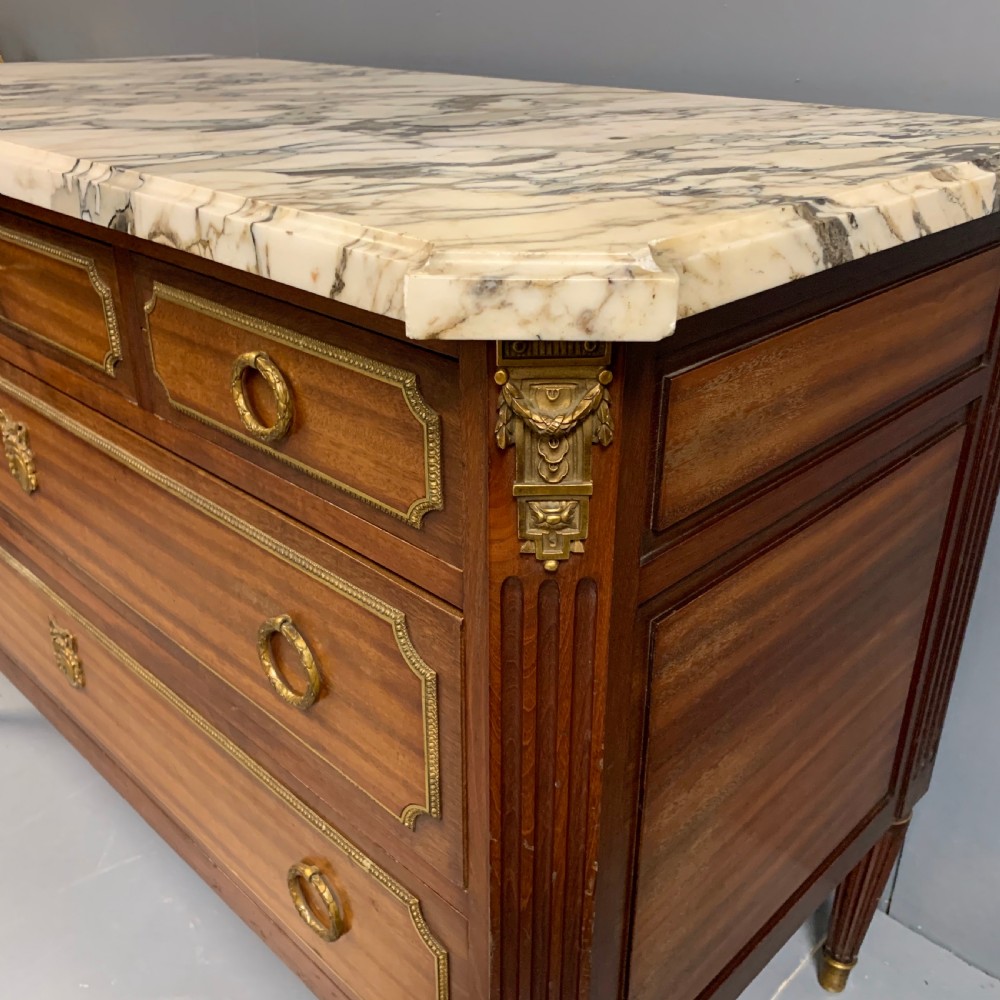French mahogany and brass commode with marble top View VIII