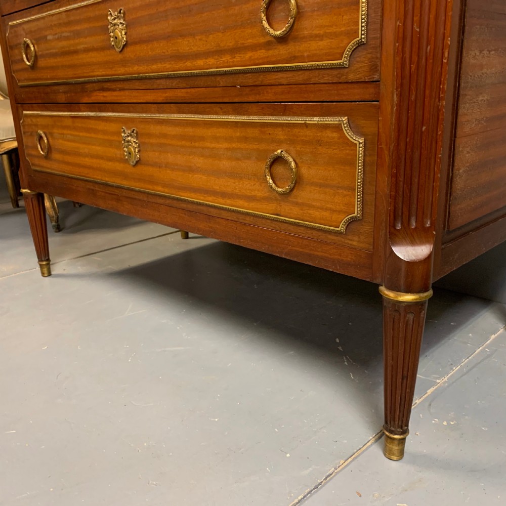 French mahogany and brass commode with marble top View IX