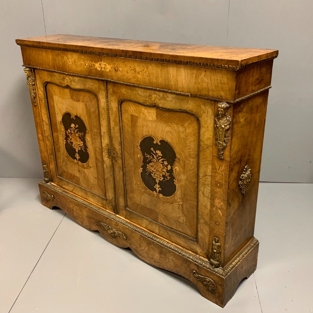 Victorian burr walnut and marquetry pier cabinet  View IV