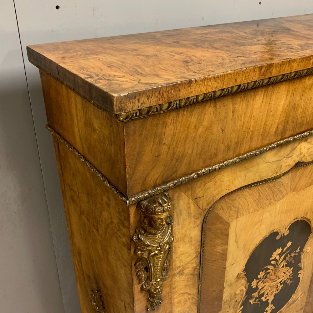 Victorian burr walnut and marquetry pier cabinet  View V