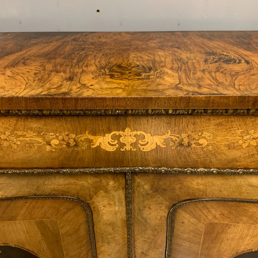 Victorian burr walnut and marquetry pier cabinet  View VI