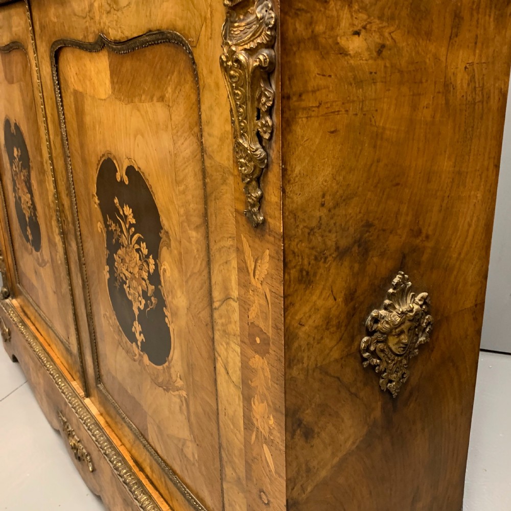 Victorian burr walnut and marquetry pier cabinet  View VIII