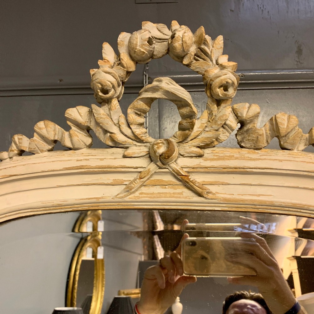 Rare large French Louis xvi painted cheval dressing mirror View IV