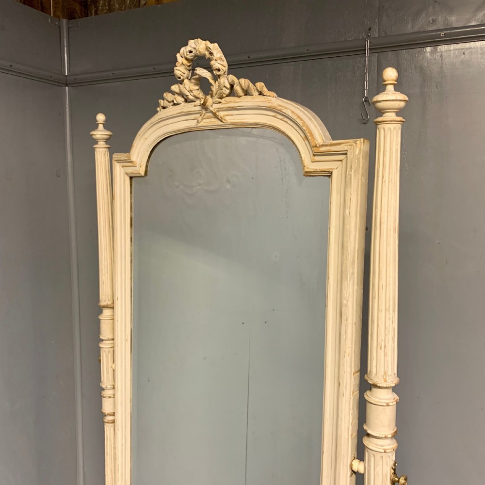 Rare large French Louis xvi painted cheval dressing mirror View VI