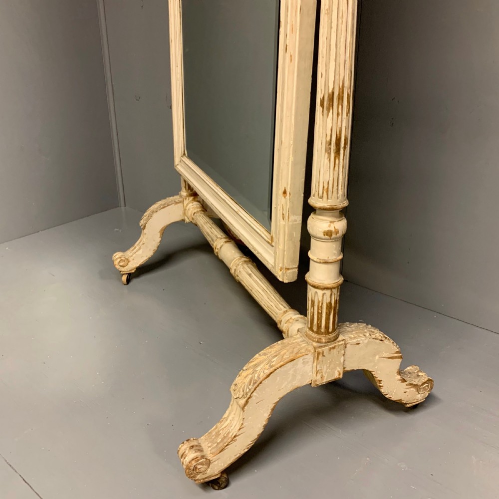 Rare large French Louis xvi painted cheval dressing mirror View VIII