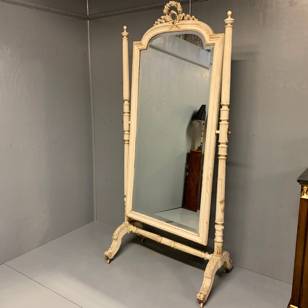 Rare large French Louis xvi painted cheval dressing mirror View XIII