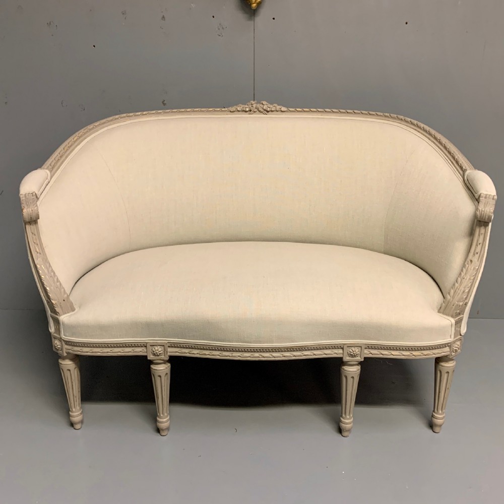 Newly upholstered French 2 seater and pair of chairs View II