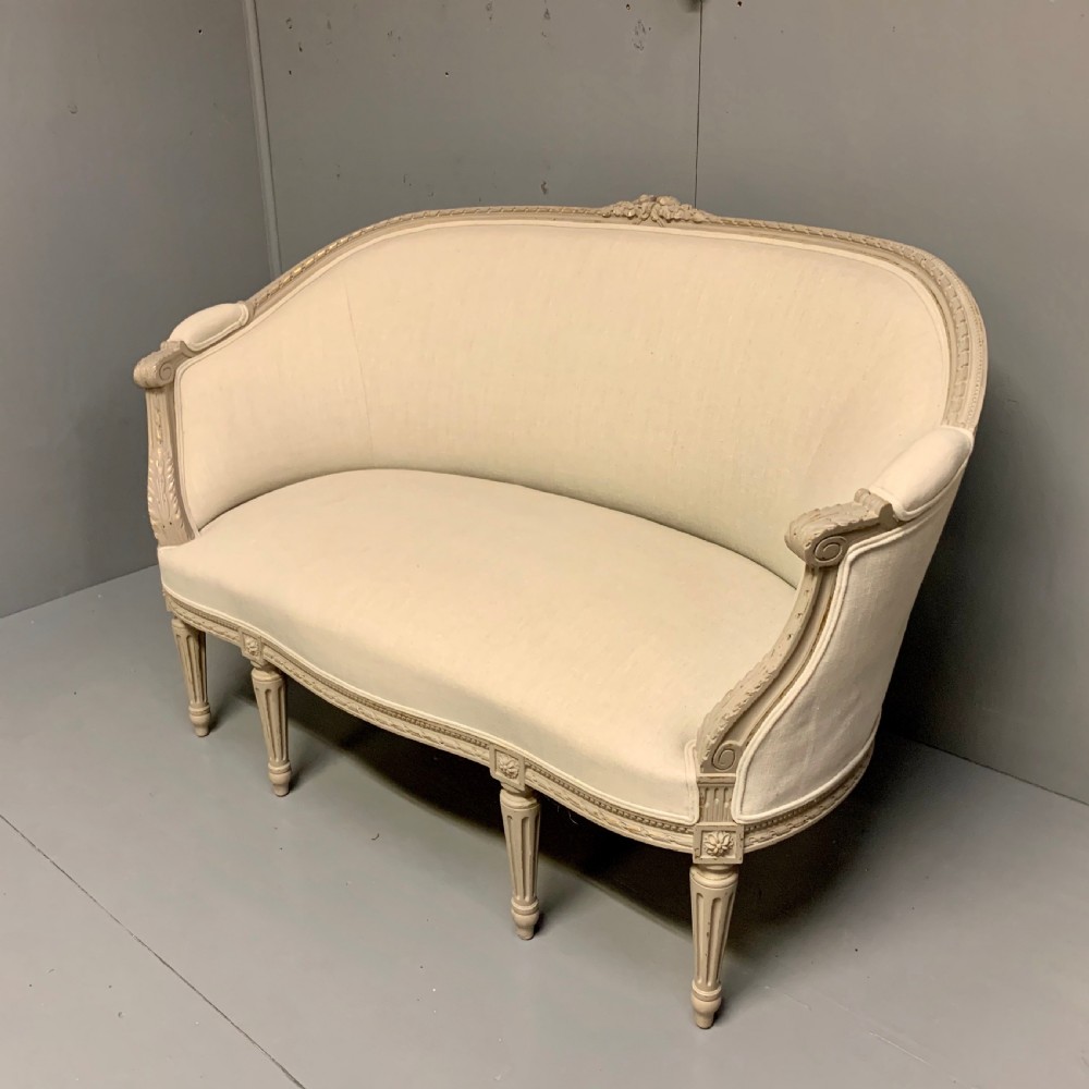 Newly upholstered French 2 seater and pair of chairs View III