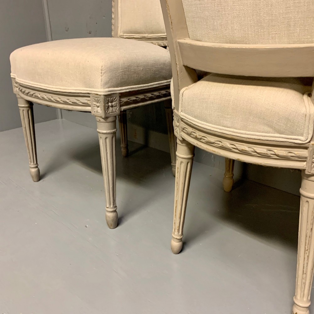 Newly upholstered French 2 seater and pair of chairs View XI