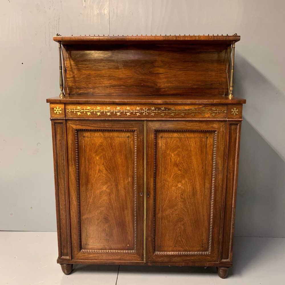Regency rosewood and brass inlaid chiffonier  View II