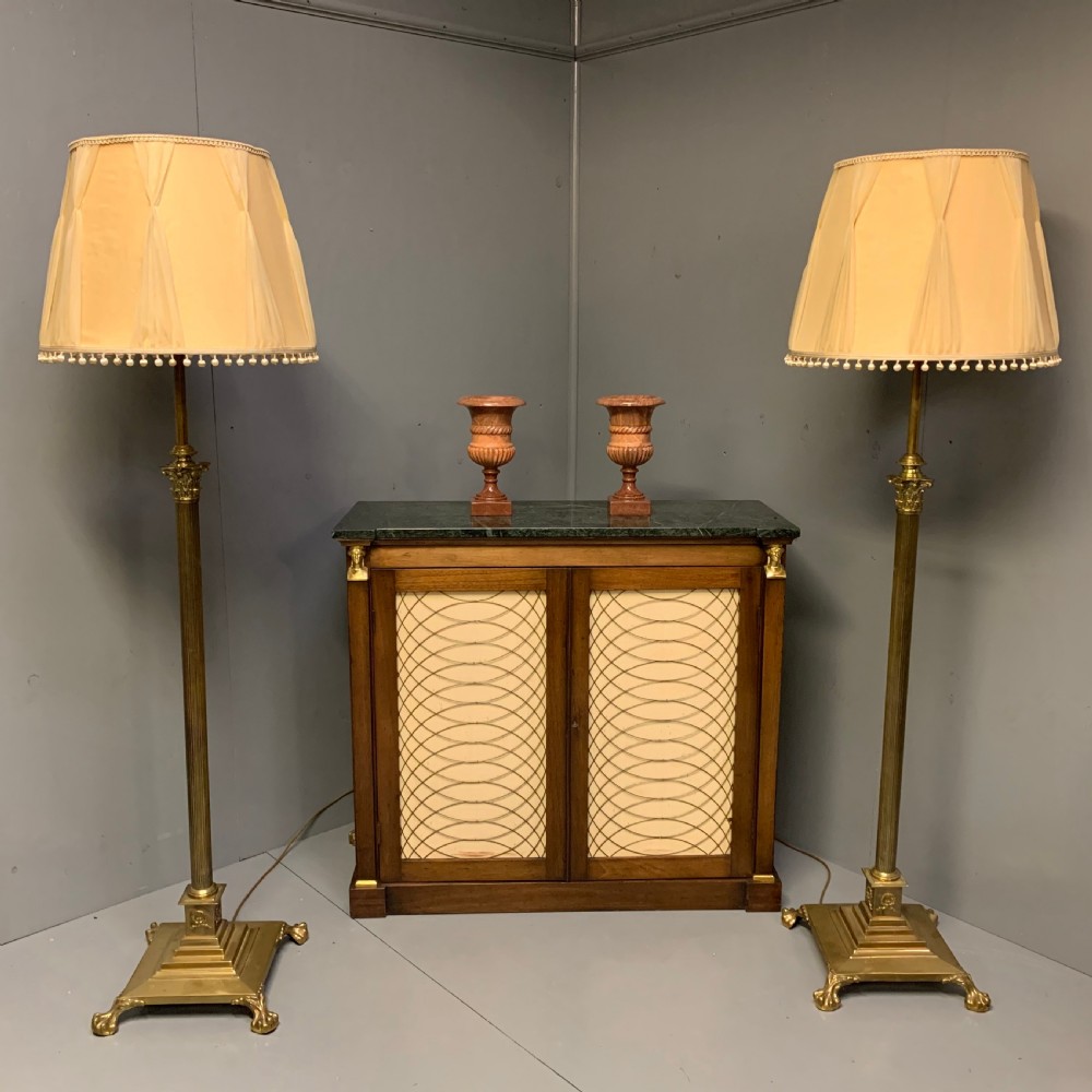 Pair of Georgian style adjustable brass standard lamps   View XII
