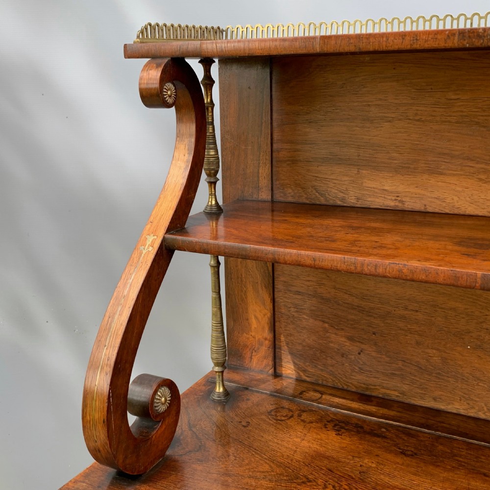 Grand scale Regency rosewood & brass chiffonier View II