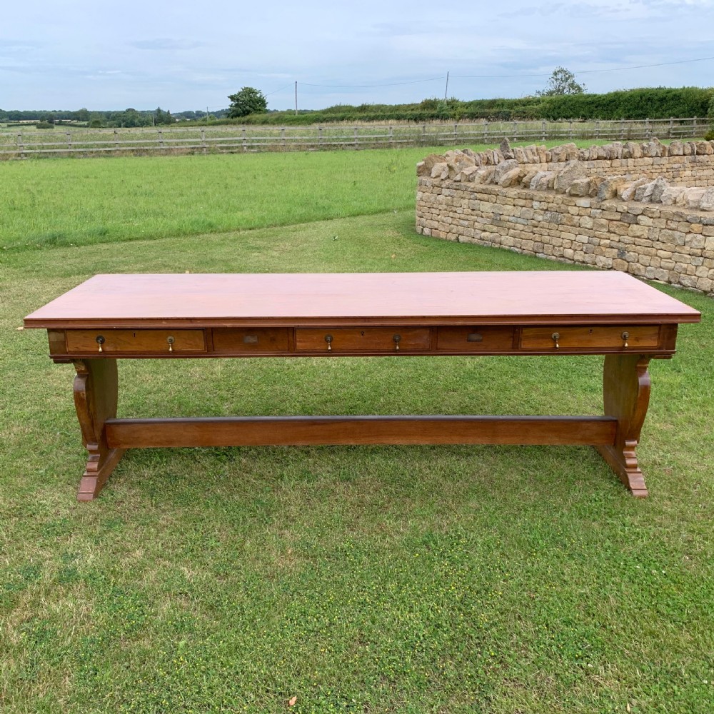 Large 8 to 10 seater trestle library table  View II