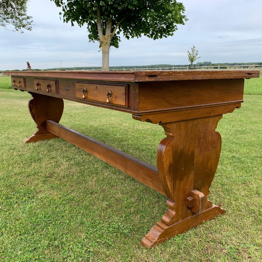 Large 8 to 10 seater trestle library table  View IV