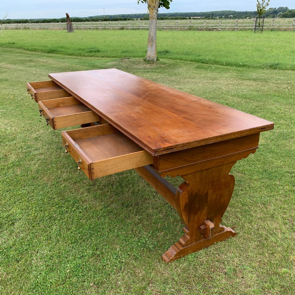 Large 8 to 10 seater trestle library table  View V